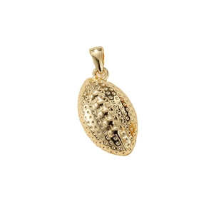 Polished gold-plated American football pendant with textured metal details for DIY jewelry