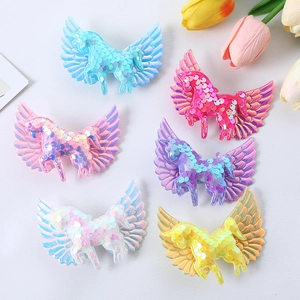 Cute Kids Sequin Unicorn Hair Clip Cartoon Angel Wings Alligator Hairpin Fresh Sweet Girls Hair Accessories Headwear Gift