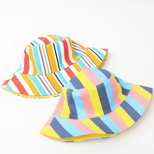 Chapeaux bob en coton à rayures colorées pour femmes avec protection solaire double face