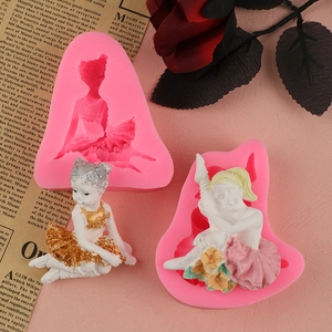 Pink silicone ballet girl molds for fondant cake decorating and DIY baking crafts