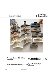 Set of matte milk coffee hair claws in various shapes like bows and rectangles