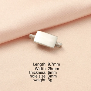 Detail showing dimensions of silver stainless steel smart watch band decorative charm