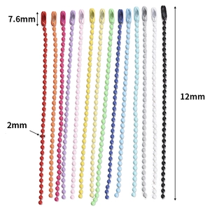 Colorful 12cm metal ball chains with 2mm beads and connectors for DIY accessories