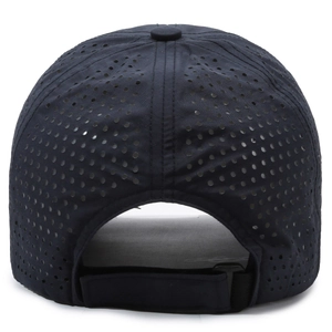 Quick-dry outdoor hiking baseball cap with laser-cut ventilation and adjustable strap