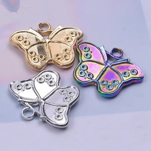 Minimalist butterfly pendants in gold, silver, and iridescent finishes for necklaces
