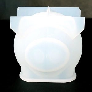 Macro detail of translucent silicone pig mold for DIY handmade soap and plaster crafts