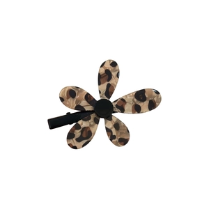 Barrette à cheveux fleurie à motif léopard rétro avec pince crocodile en acrylique