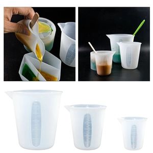 Silicone Measuring Cup Flexible Graduated Scale Cup With Spout For DIY Resin Jewelry Making Baking Kitchen Mixing Tool