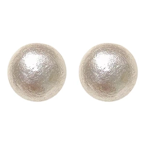 Elegant champagne cotton pearl stud earrings with textured matte finish for women
