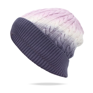 Berretto Beanie Invernale Per Uomo Donna Sfumato Maglia A Trecce Cotone Spesso Caldo Con Risvolto Morbido