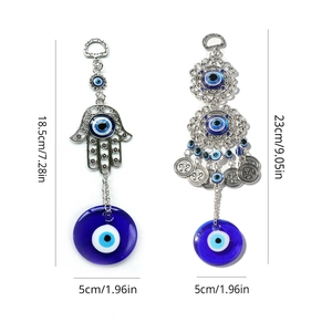 Turkish evil eye wall hanging decor set with Hamsa hand and size measurements