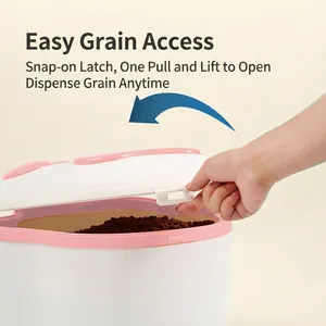 Large vacuum sealed pet food container with snap-lock lid for dog and cat kibble