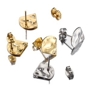 Perni Per Orecchini In Acciaio Inossidabile Forma Ventaglio Texture Martellata Per Creazione Gioielli DIY Oro Argento