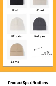 Close-up of soft feather yarn knit beanies showing texture in five various colors