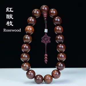 Red Rosewood Buddhist Beads Car Hanging Ornament Natural Wood Rearview Mirror Decoration Prayer Beads With Chinese Knot