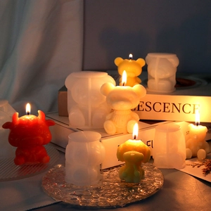 3D Animal Bear Cow Dog Silicone Mold DIY Handmade Candle Aromatherapy Soap Ice Cube Making Tool Flexible Non-Stick