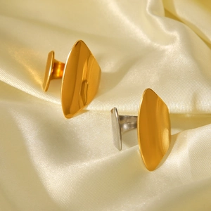 Minimalist geometric stainless steel open rings in gold and silver mirror finish