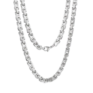 Byzantine Chain Necklace Stainless Steel Hip Hop Square Link Fashion Jewelry For Men And Women