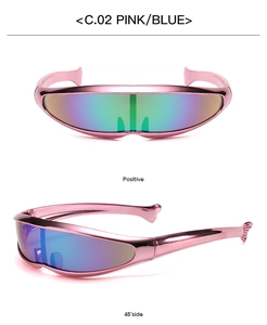 Pink metallic Y2K sporty cycling sunglasses with colorful polarized lenses dual view