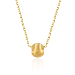 Minimalist S925 sterling silver gold necklace with a brushed cat-eye transfer bead pendant