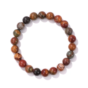 Natural 8mm stone bead bracelet for men featuring colorful jasper and turquoise beads