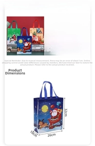 Detail view of Large Christmas tote bag with dimensions 26x32x10cm showing festive patterns