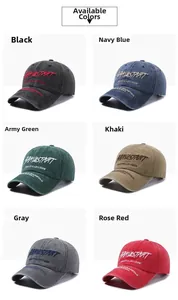 Detailed grid of washed cotton baseball caps in six colors with BRAVESTART embroidery
