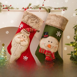 Lot de chaussettes de Noël avec Père Noël et Bonhomme de neige pour décoration festive