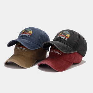 Casquettes de baseball en coton lavé vintage avec patch chat et broderie EW PEOPLE