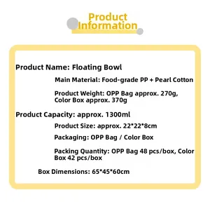 Specifications of the 1300ml floating pet water bowl made from food-grade PP material