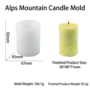 Alps mountain peak shaped silicone candle mold and finished yellow wax sample
