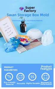 Detail of swan-shaped resin storage box silicone mold with durable flexible material