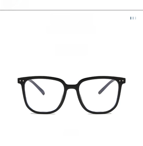 Vue de face de monture de lunettes optiques noir brillant avec rivets métalliques