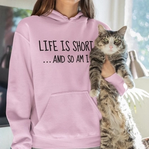Hoodie À Slogan Life Is Short And So Am I Sweat À Capuche Doublé Polaire Avec Poche Kangourou Streetwear Casual Pour Hommes Femmes