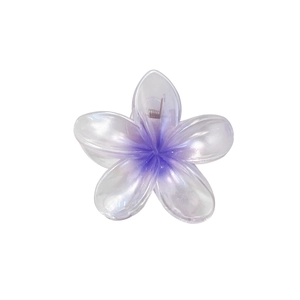 Elegant purple and white gradient frangipani flower hair claw clip with pearl luster