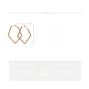 Detailed size chart for rose gold irregular rhomboid earrings with silver needle post