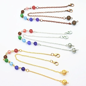 Chakra Bead Chain Alloy Jewelry Making Connector With Hollow Ball Lobster Clasp Healing Stone Dowsing Pendulum Accessory
