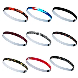 Sports Headband Thin Elastic Non-Slip Silicone Sweatband Polyester Spandex Hair Band For Yoga Running Fitness Gym