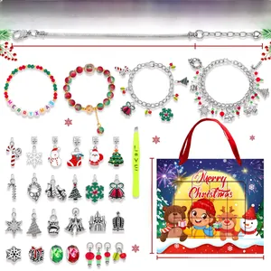 Christmas DIY jewelry advent calendar kit with charms beads and festive gift bag
