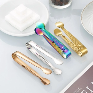 304 stainless steel ice tongs set in gold, silver and rose embossed rainbow finishes