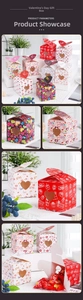 Macro shot of Valentines gift box with heart-shaped window and top creative closure