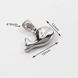 Silver whale tail pendant in stainless steel with 12x18mm size dimensions for DIY jewelry
