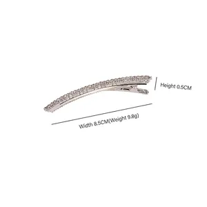 Elegant silver rhinestone hair clip with dimensions W 8.5CM H 0.5CM for women