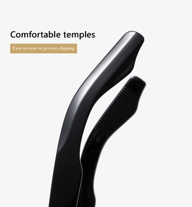 Detail of black glossy temples with non-slip ridges for comfortable wearing on sunglasses