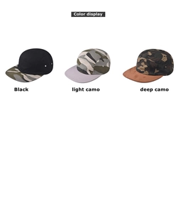 Affichage des couleurs des casquettes de baseball rétro camouflage en noir et camo.