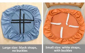 Detail comparison of PU leather seat covers with elastic straps and adjustment buckles