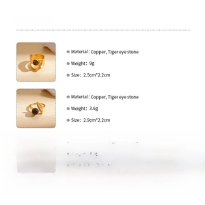 Detailed size and weight specs for the copper tiger eye stone double layer open rings