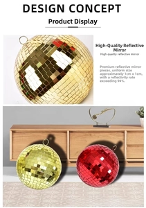 Detail of disco mirror ball showing 1cm glass tiles with 94 percent high reflectivity