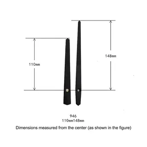Black quartz clock hands replacement set, 110mm and 148mm metal arms for DIY wall clocks