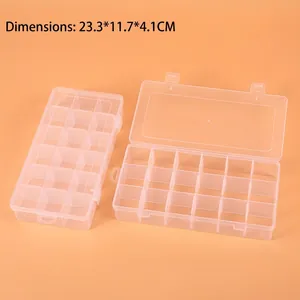 Top view of two 18-grid transparent plastic storage boxes with secure snap-lock lids